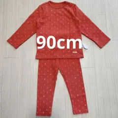 赤い木柄 ベビーパジャマ 上下セット 90（表記100）