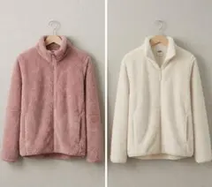 【2枚セット】ユニクロ　フリースジャケット　ピンク　ホワイト　S