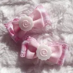 ♡萌ピン1♡ 現品　なると　ぴんくリボン　ヘアピン　女児　地雷系量産型　ヘアゴム