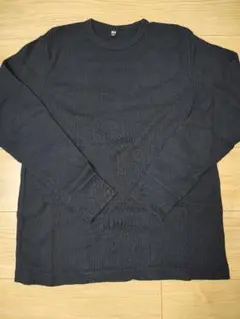 ユニクロ　ワッフルクルーネックT　ロンT　ブラック　M