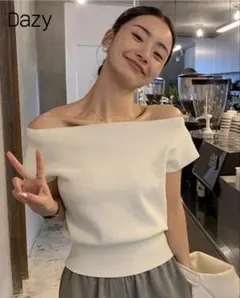 オフショルニットトップス
