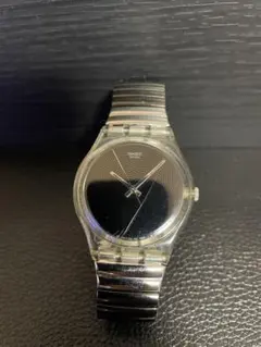 Swatch スウォッチ 蛇腹ベルト 黒文字盤 腕時計 電池切れ ジャンク
