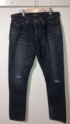 ジョンブル　johnbull ダメージ加工セルビッチブラックデニム　Мサイズ