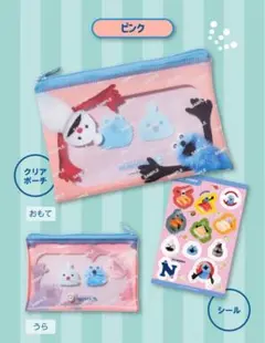 スシロー × パペットスンスン クリアポーチ＆シール ピンク