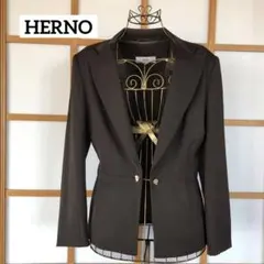 HERNO ヘルノ　レディース　テーラード　ジャケット　アウター　高級　濃茶　Lのサムネイル
