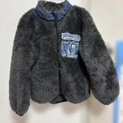 フリースジャケット グレー デニムポケット付き