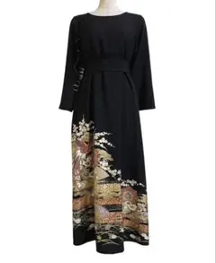 留袖 ワンピース ドレス フレアー袖 手書き友禅染 正絹 510 夢ちりめん