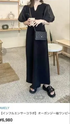 AMELY✳︎オーガンジー袖ワンピース