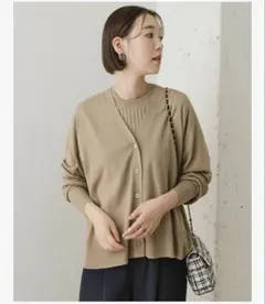 値下☆F by ROSSO ノースリリブニット+カーディガン エフバイ カーデ