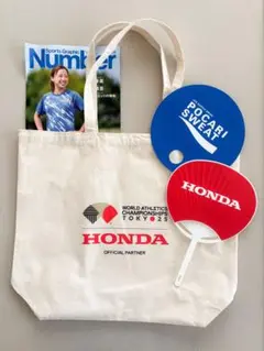 未使用 東京世界陸上 2025 HONDAのロゴ入りトートバッグ おまけうちわ他