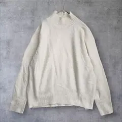 グローバルワーク ハイネック ゆったりニット セーター リブ 白 秋冬