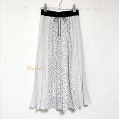 美品 ANAYI 大小 ドット プリーツ スカート ドロスト プルオン アナイ