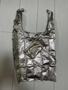 未使用メタリックローズゴールドエコバッグジャンキリアーニシルバー防水BAGGU