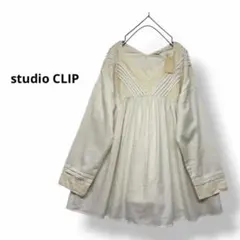 studio CLIP Cピテラレースタックブラウス ギャザーブラウス