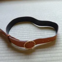 ブラウン 合成皮革 ラウンドバックル ベルト