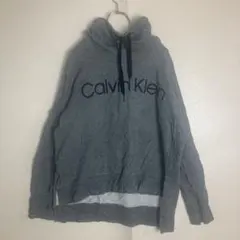 カルバンクライン　モックネック風パーカー グレー 刺繍ロゴ｜古着女子