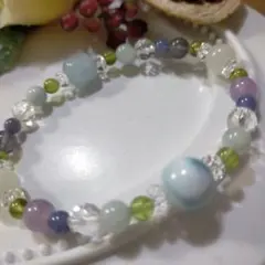 天然石ブレスレット　ラリマー　アクアマリン　他