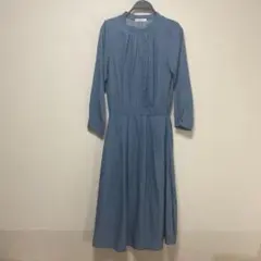 chocol raffine 青 プリント柄 長袖ワンピース