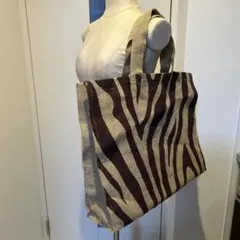 MAISON BENGAL トートバッグ　大　ゼブラ柄　ブラウンのサムネイル