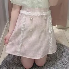 evelyn エブリン ギンガムレースＳＫ スカート ピンク