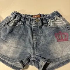 BABYDOLL デニム ショートパンツ 100cm クラウンプリント