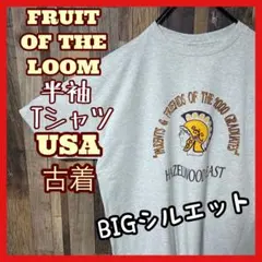 メンズ フルーツオブザルーム グレー XL プリント USA古着 半袖 Tシャツ