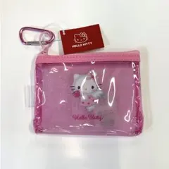 新品HELLO KITTY クリアポーチ カラビナ付き エンジェル キティレトロ