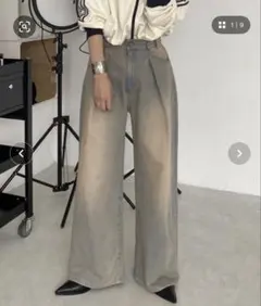 JEANASIS ワイドデニムパンツ ヴィンテージ加工 sのサムネイル