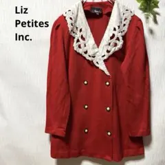 レトロ 80s USA製 Liz Petites 赤 ダブルカーディガン