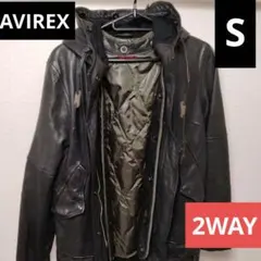 【匿名配送】AVIREX　2WAY　モッズコート　シープレザー　ブラック　S