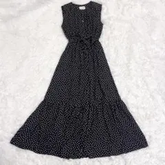 美品　ユナイテッドアローズ　ドット　ノースリーブワンピース　36 リボン