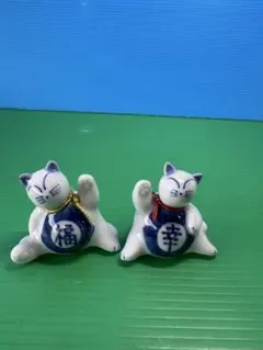 ブルー花柄 陶器製ブルドッグ置物 3体セット - メルカリ
