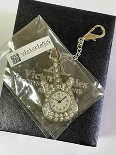 Victoria Ailesギター型キーホルダー　ラインストーン　懐中時計