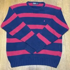 Ralph Lauren 刺繍　USA規格　希少ボーダー　ゆるだぼ　肉厚セーター