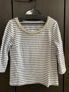 再値下げ！ビジュー付き7分袖ボーダーカットソー