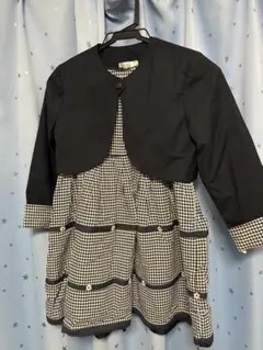 フォーマルドレス ダークブルーと白のチェック柄 120-130cm 入学式