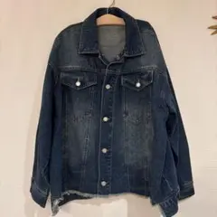 satisfaction guaranteed デニム ジャケット フリンジ L