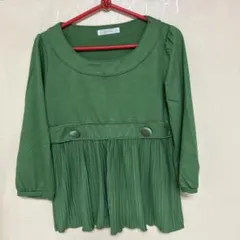 カットソー　grove 七分袖　グリーン