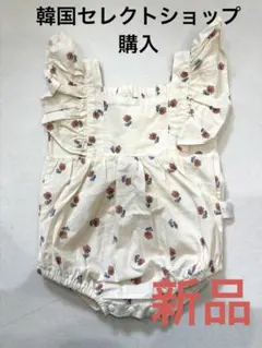 韓国子供服 小花柄 フリル ロンパース
