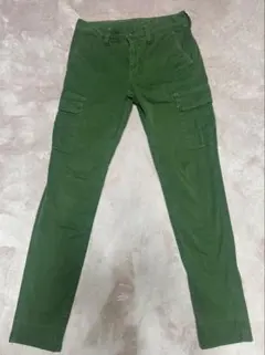 【Domingo】カーゴポケット付き濃いグリーンパンツ Sサイズ