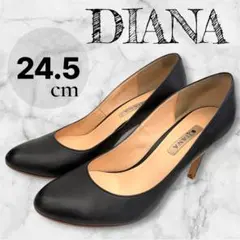 DIANA ダイアナ パンプス ブラック 24.5 ラウンドトゥ レザー 日本製