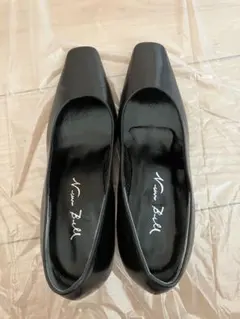 New Bell 黒 オープントゥ パンプス 中ヒール　20.5㎝