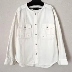 ☆値下げ歓迎☆ホワイト ジャケット　カジュアル　ワンポイント　ボタン　シャツ　M