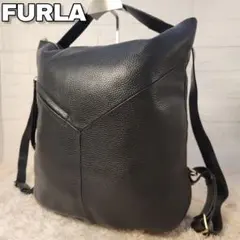 【極美品⭐】フルラ 2way リュック ショルダーバッグ シボ革 黒 A4収納のサムネイル
