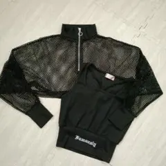 ♡コギャル♡ブラックメッシュ長袖　クロップド丈　Choa Choa　韓国 150