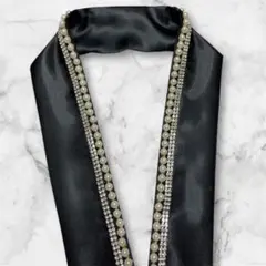 【新作】特大8mmラインストーン重ね襟　伊達襟　ハンドメイド　ブラック 重ね襟 伊達襟 飾り衿 ラインストーン 重ね襟 和装小物（帯