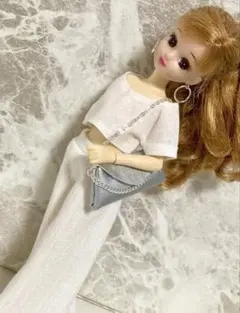 ドール用横長バッグ【シルバー】