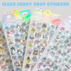 3D クリア ジェリードロップ シール 4枚セット PVC 防水 透明 おばけ