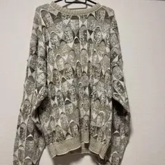USA製 90s 総柄 コットンニット セーター 古着 ヴィンテージ風