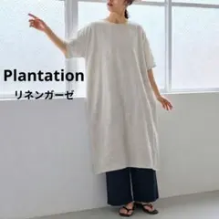 Plantation/イッセイミヤケ透かしドット織柄リネンコットンガーゼワンピのサムネイル